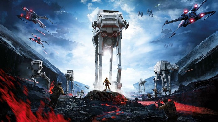 Star Wars Battlefront II AT-AT and X-wings battle