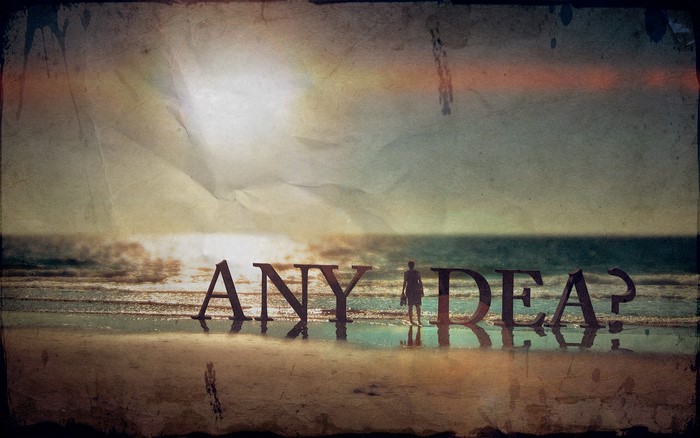 Retro beach typography with a person
