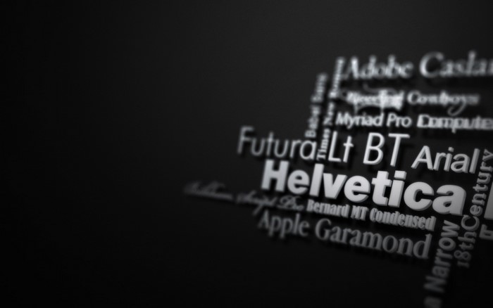 Typography word cloud of font names
