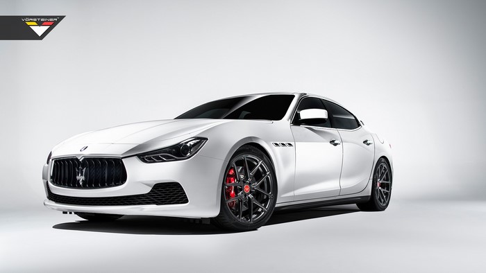 White Maserati Ghibli with Vorsteiner wheels