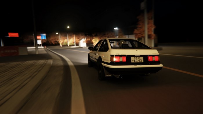 Toyota Sprinter Trueno AE86 GT-Apex driving at night