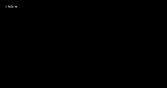 Text '> help me' on black background