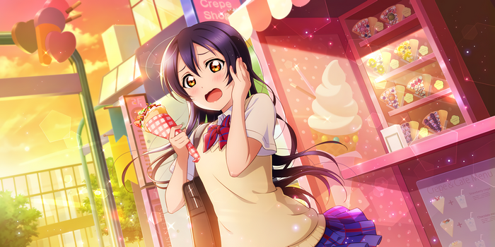 Sonoda Umi from Love Live! holding a crepe