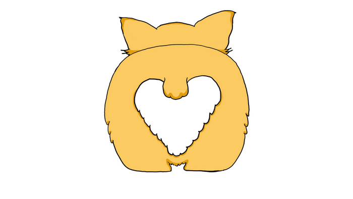 Orange Corgi butt with heart-shaped hole