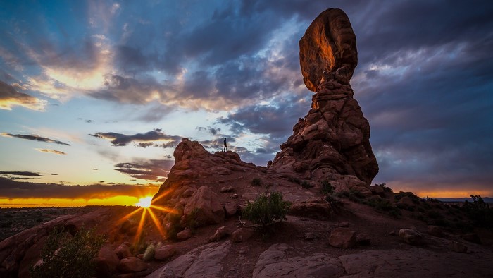 Balanced Rock at Sunset in Arches National Park, Utah