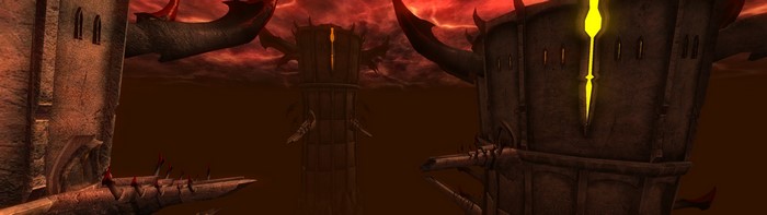 The Elder Scrolls IV: Oblivion towers in hellish landscape