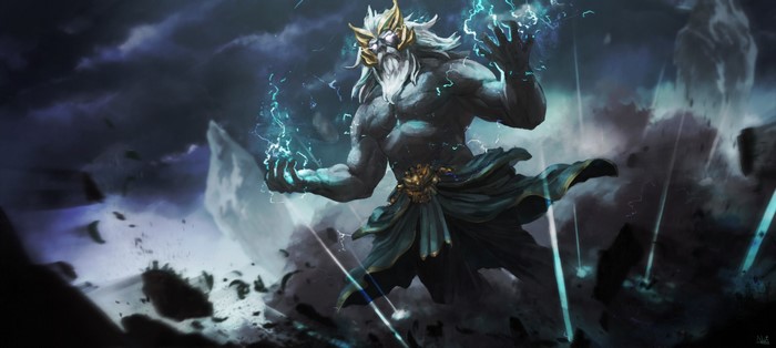 Zeus from Dota 2 casting lightning