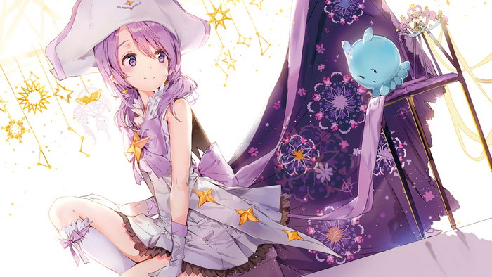Girl with purple hair and hat from Houkago no Pleiades