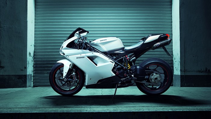 White Ducati 1199 Superbike Motorcycle