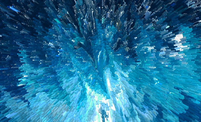 Abstract 3D Digital Art with Turquoise and Blue Shapes