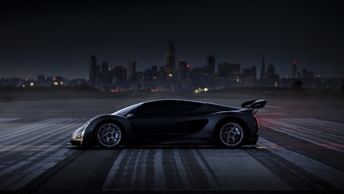 4K Czinger 21C supercar in city at night