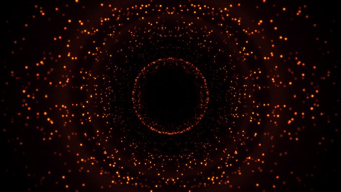 Orange dots forming a tunnel with a circle in the center