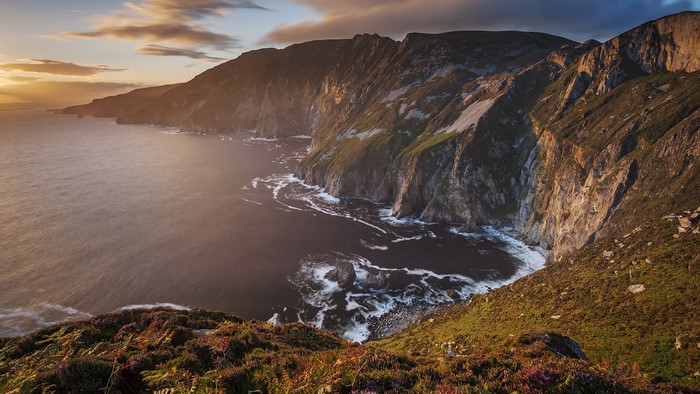 Slieve League Coastal Cliffs at Sunset