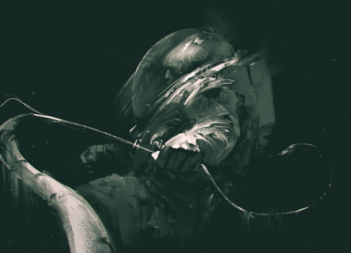 Illustration of a figure in a space suit