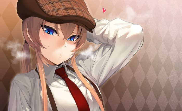 Girl with twintails, hat, and tie
