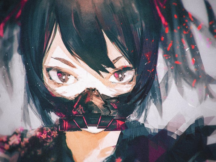 Anime girl with black hair and mask