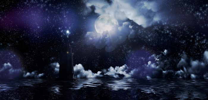 Man from BioShock Infinite on a tower at night