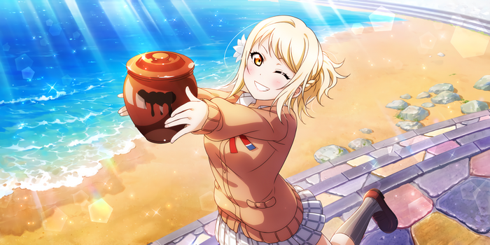 Miyashita Ai from Love Live! Sunshine holding a jar