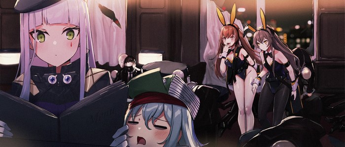 HK416, G11, and UMP45 from Girls Frontline in bunny suits