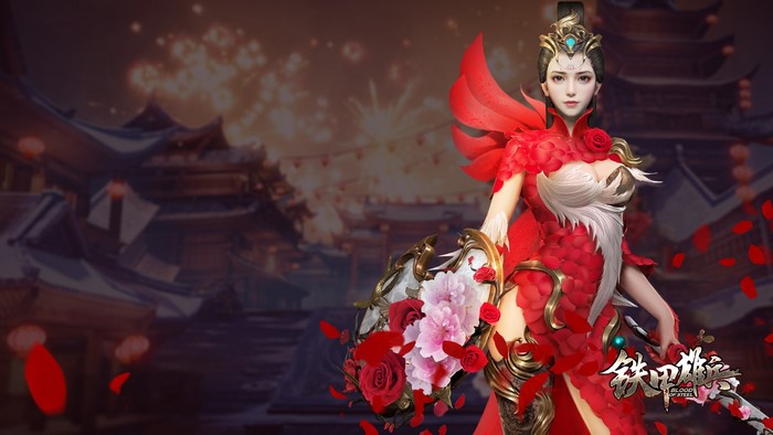 Fantasy girl in red costume from Blood of Steel