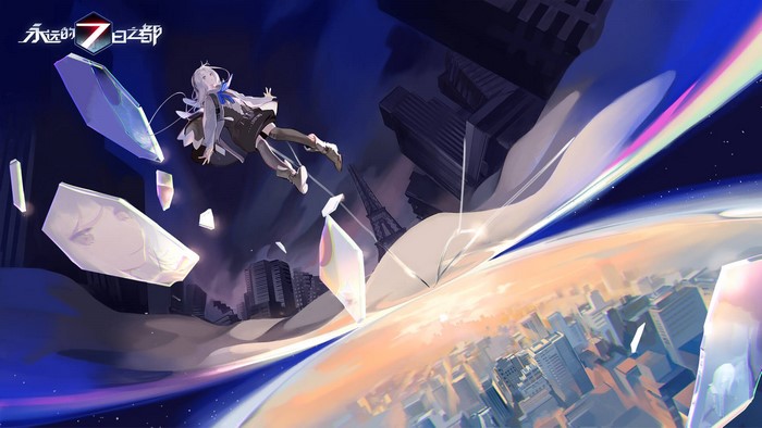Girl from Forever 7th Capital floating among crystals