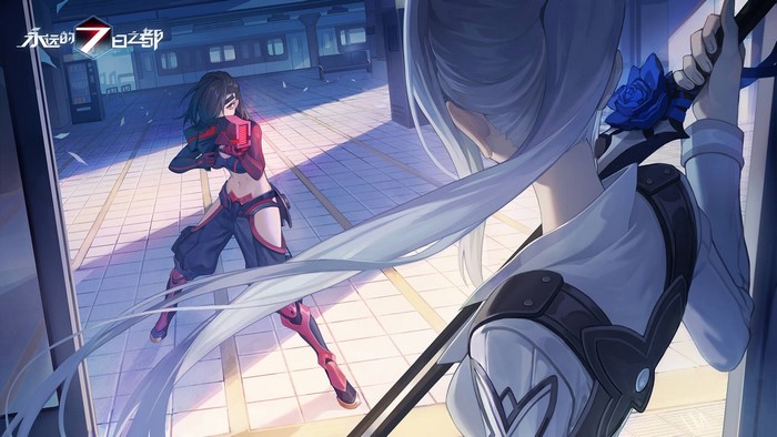 Anime girls with weapons in Forever 7th Capital
