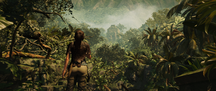 Lara Croft from Shadow of the Tomb Raider in a jungle