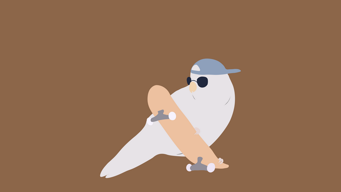 Bird with skateboard and sunglasses