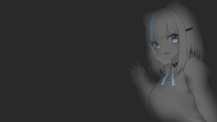 Anime girl with neko ears and blue highlights