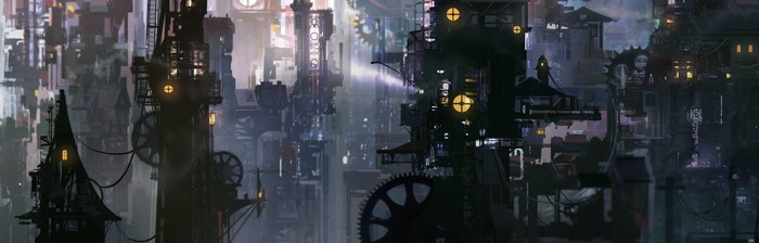 4K science fiction city with machines