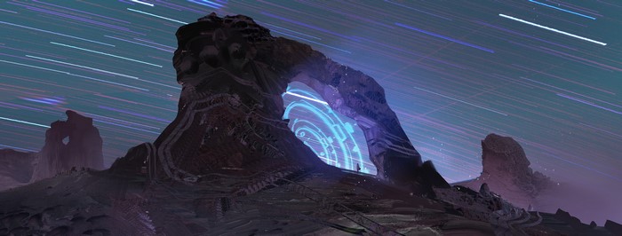 4K Starry Night Science Fiction Portal