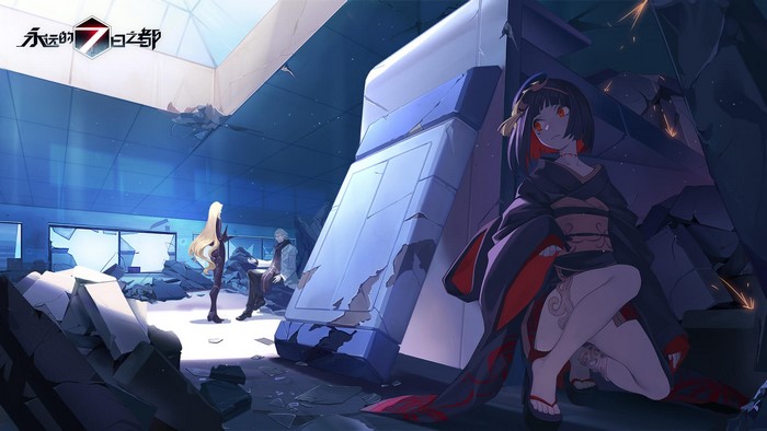 Anime girls in ruined building, Forever 7th Capital