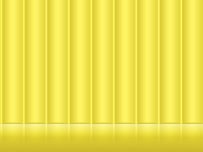 Yellow pleated wall texture with reflection