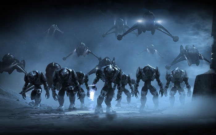 Covenant army with Banshees from Halo Wars