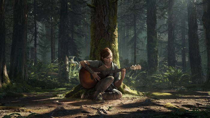 Ellie from The Last of Us Part II playing guitar