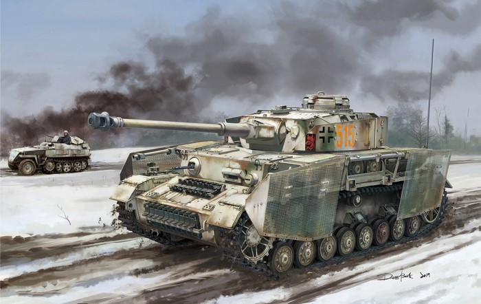 Wehrmacht Tank in Snowy World War II Scene