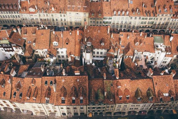 Aerial view of Bern, Switzerland rooftops
