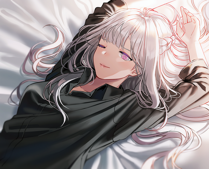 AK-12 from Girls Frontline lying on a bed