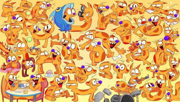 CatDog cartoon characters in various poses