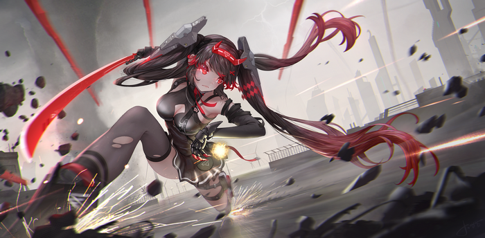 Punishing Gray Raven Mechamusume Action Scene
