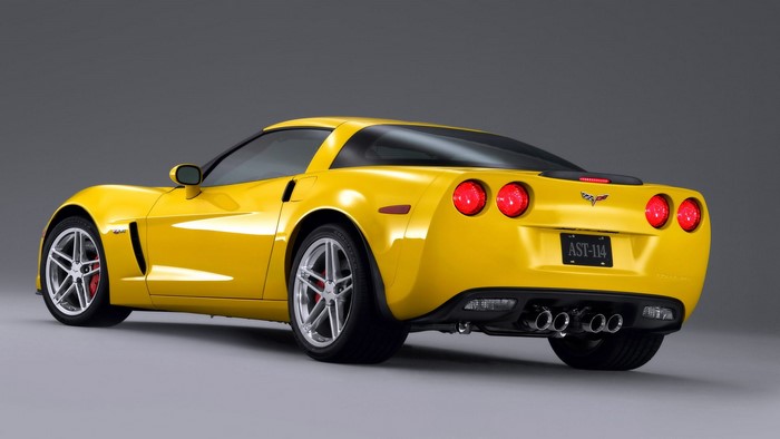 Yellow Chevrolet Corvette C6 Z06 rear view