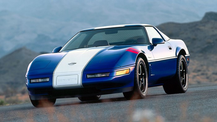 Blue and white Chevrolet Corvette C4 Grand Sport