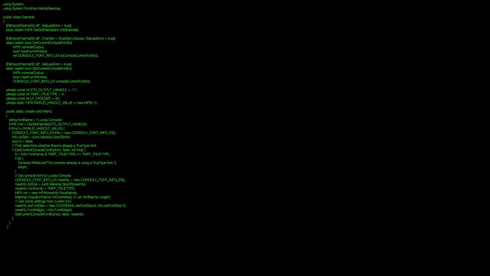 Code example for console font manipulation