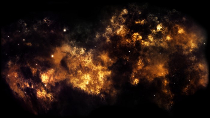 Cosmic nebula with stars and glowing gas clouds