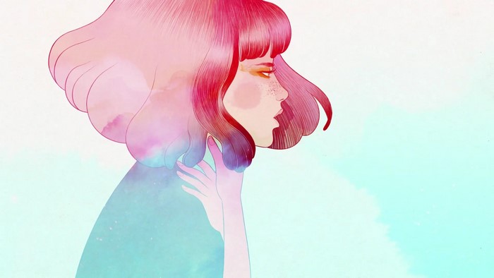 Woman with pink hair from Gris