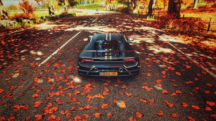 Lamborghini Huracan Performante in Forza Horizon 4 during fall