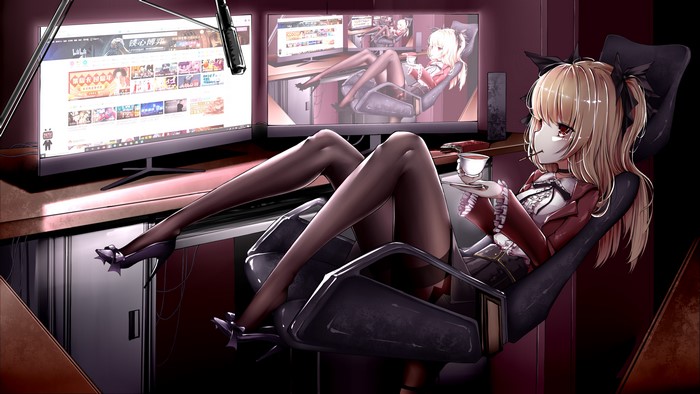4K Anime Girl in Stylish High Heels and Pantyhose