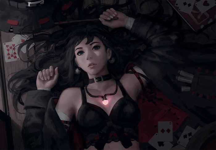 Z.W. Gu Digital Art Featuring Woman with Necklace