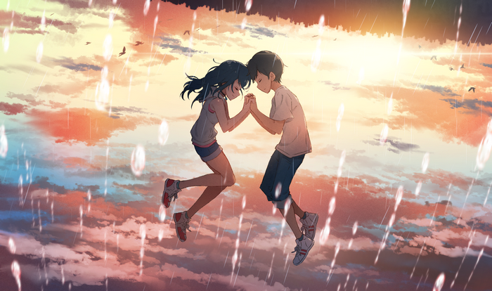 Hina Amano and Hodaka Morishima from Tenki no Ko in the rain