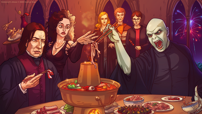 Lord Voldemort's dinner with Bellatrix Lestrange and Severus Snape